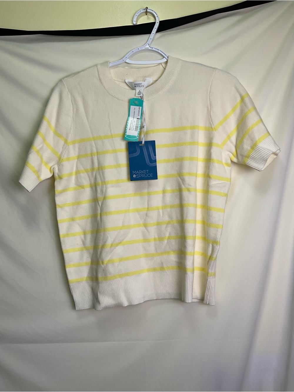 Market & Spruce Crewneck Short Sleeve Sweater Tee - Pale Yellow
